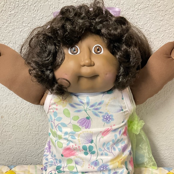 RARE Vintage Cabbage Patch Kid AA Girl Black Cornsilk Hair Head Mold #12 1987